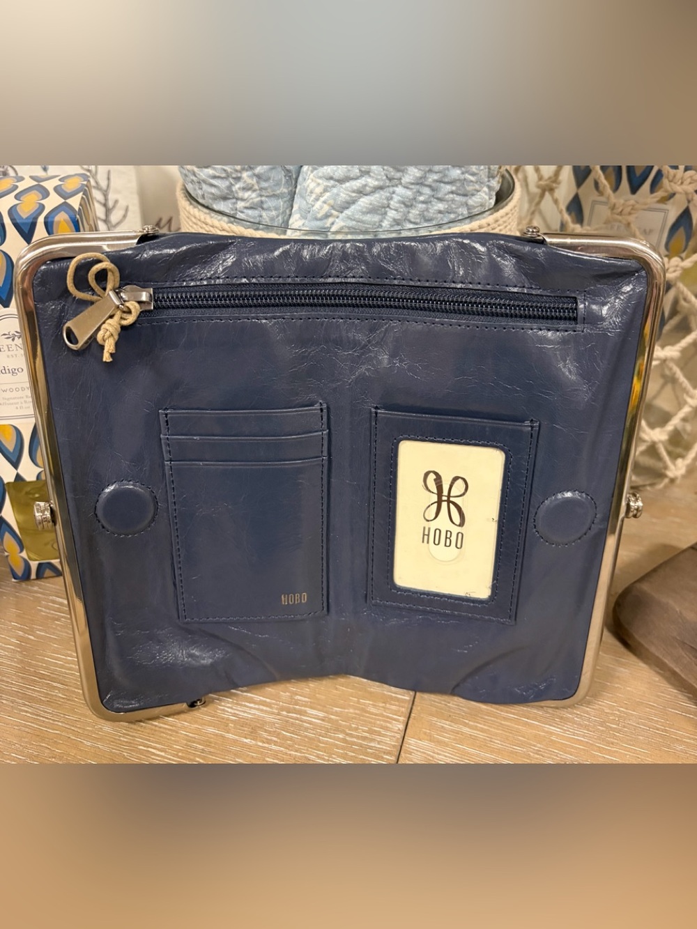 HOBO Navy Blue Silver-Trim Clutch - Picture 2 of 2
